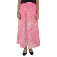 Pink Glitter Print Flared Maxi Skirt by designsbymallika