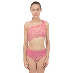 Pink Glitter Print Spliced Up Two Piece Swimsuit by designsbymallika