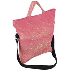 Pink Glitter Print Fold Over Handle Tote Bag by designsbymallika