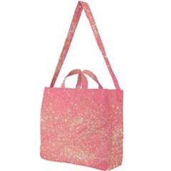 Pink Glitter Print Square Shoulder Tote Bag by designsbymallika