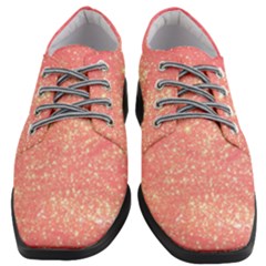 Pink Glitter Print Women Heeled Oxford Shoes