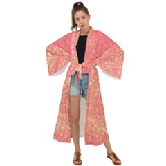 Pink Glitter Print Maxi Kimono by designsbymallika