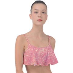 Pink Glitter Print Frill Bikini Top