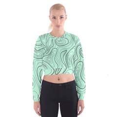 Green Lines Pattern Cropped Sweatshirt by designsbymallika