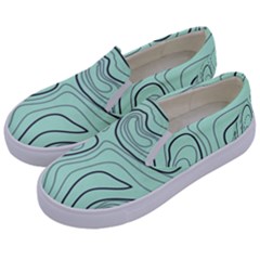 Green Lines Pattern Kids  Canvas Slip Ons by designsbymallika