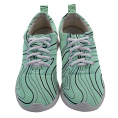 Green Lines Pattern Women Athletic Shoes