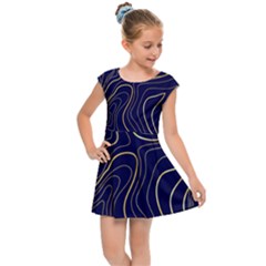 Golden Lines Pattern Kids  Cap Sleeve Dress by designsbymallika