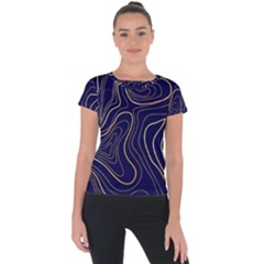 Golden Lines Pattern Short Sleeve Sports Top  by designsbymallika