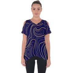 Golden Lines Pattern Cut Out Side Drop Tee by designsbymallika