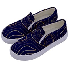 Golden Lines Pattern Kids  Canvas Slip Ons by designsbymallika