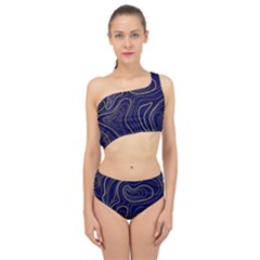 Golden Lines Pattern Spliced Up Two Piece Swimsuit by designsbymallika