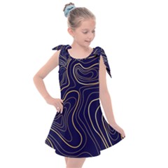 Golden Lines Pattern Kids  Tie Up Tunic Dress by designsbymallika