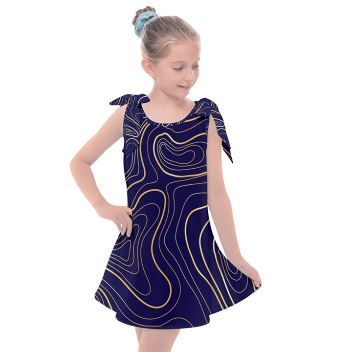 GOLDEN LINES PATTERN Kids  Tie Up Tunic Dress