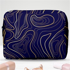 Golden Lines Pattern Make Up Pouch (large) by designsbymallika