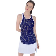 Golden Lines Pattern Racer Back Mesh Tank Top