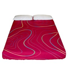 Pink Golden Lines Fitted Sheet (king Size) by designsbymallika