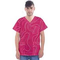 Pink Golden Lines Men s V-neck Scrub Top