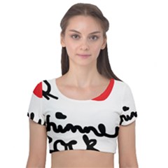 I Heart Chimney Rock Velvet Short Sleeve Crop Top  by Majesticmountain