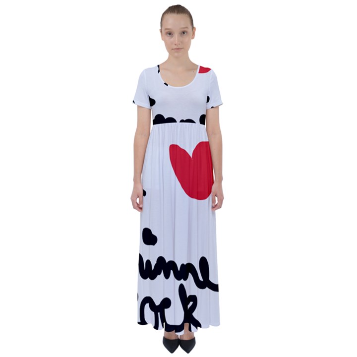 I HEART Chimney Rock High Waist Short Sleeve Maxi Dress