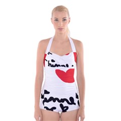 I Heart Chimney Rock Boyleg Halter Swimsuit 