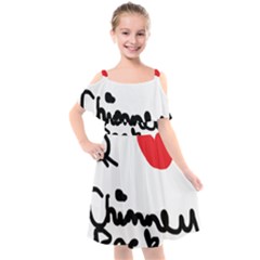 I Heart Chimney Rock Kids  Cut Out Shoulders Chiffon Dress