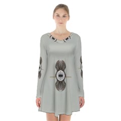 One Island Two Horizons For One Woman Long Sleeve Velvet V-neck Dress by pepitasart