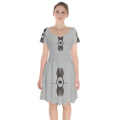 One Island Two Horizons For One Woman Short Sleeve Bardot Dress by pepitasart