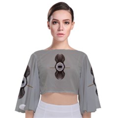 One Island Two Horizons For One Woman Tie Back Butterfly Sleeve Chiffon Top by pepitasart