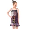 Little Fairy On A Swing With Dragonfly In The Night Kids  Overall Dress View1