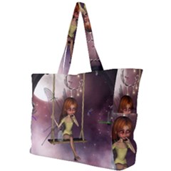 Little Fairy On A Swing With Dragonfly In The Night Simple Shoulder Bag by FantasyWorld7