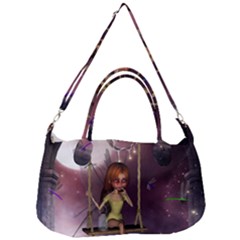 Little Fairy On A Swing With Dragonfly In The Night Removal Strap Handbag by FantasyWorld7