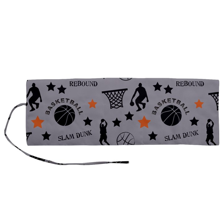 Slam Dunk Basketball Gray Roll Up Canvas Pencil Holder (M)