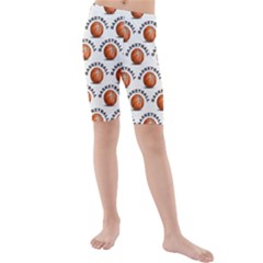 Orange Basketballs Kids  Mid Length Swim Shorts