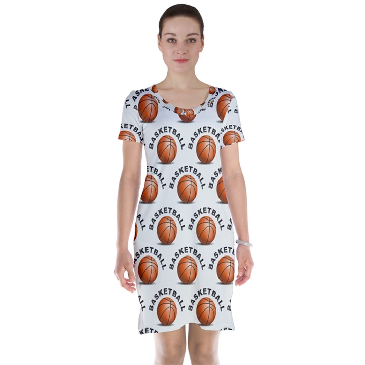 Orange Basketballs Short Sleeve Nightdress