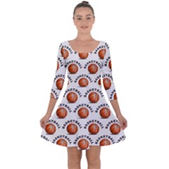 Orange Basketballs Quarter Sleeve Skater Dress