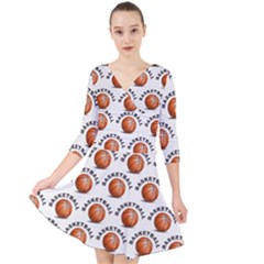 Orange Basketballs Quarter Sleeve Front Wrap Dress by mccallacoulturesports