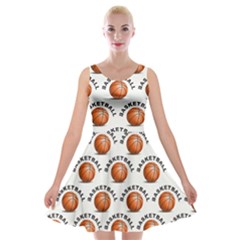 Orange Basketballs Velvet Skater Dress