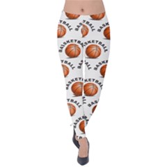 Orange Basketballs Velvet Leggings by mccallacoulturesports