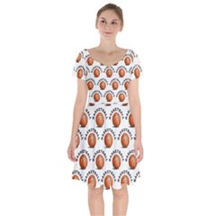 Orange Basketballs Short Sleeve Bardot Dress