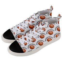 Orange Basketballs Men s Mid-top Canvas Sneakers