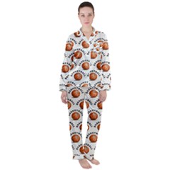 Orange Basketballs Satin Long Sleeve Pyjamas Set by mccallacoulturesports