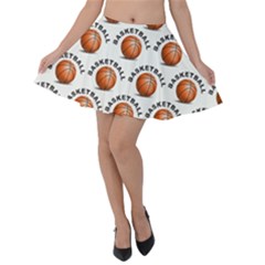 Orange Basketballs Velvet Skater Skirt