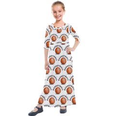 Orange Basketballs Kids  Quarter Sleeve Maxi Dress by mccallacoulturesports