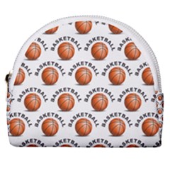 Orange Basketballs Horseshoe Style Canvas Pouch