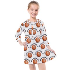 Orange Basketballs Kids  Quarter Sleeve Shirt Dress by mccallacoulturesports