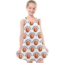 Orange Basketballs Kids  Cross Back Dress