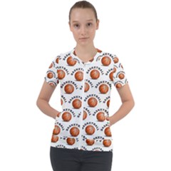 Orange Basketballs Short Sleeve Zip Up Jacket