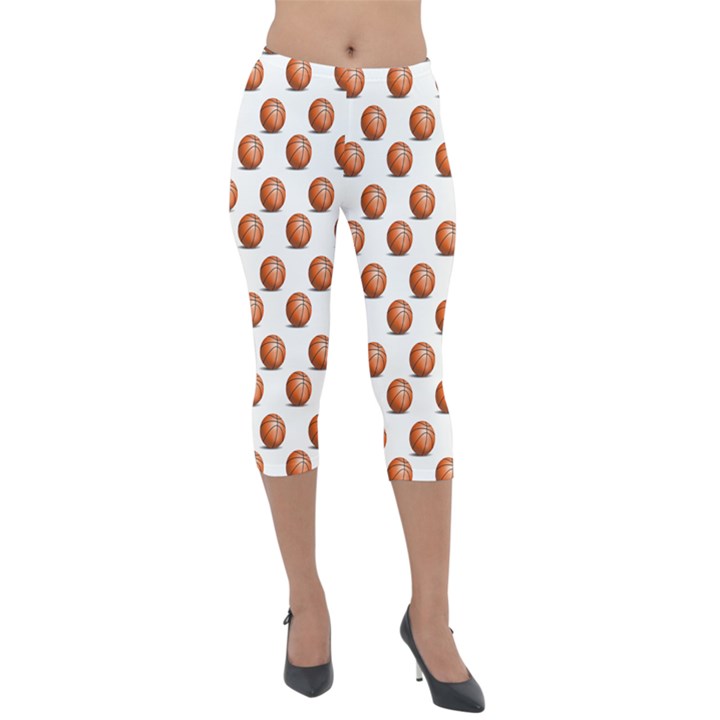 Orange Basketballs Lightweight Velour Capri Leggings 