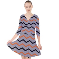 Basketball Thin Chevron Quarter Sleeve Front Wrap Dress by mccallacoulturesports