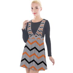 Basketball Thin Chevron Plunge Pinafore Velour Dress